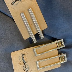 Rhinestone Trimmed Hair Clips
